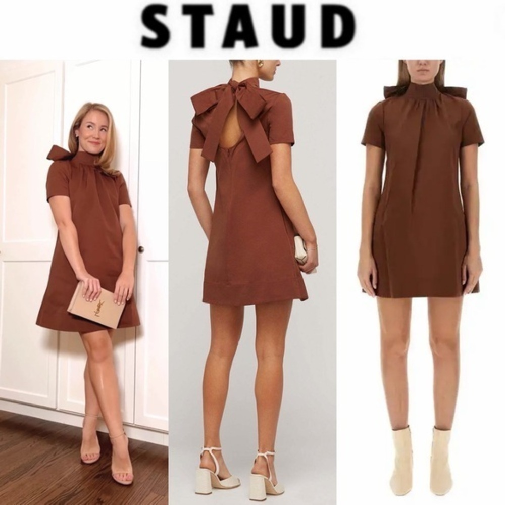 STAUD MINI ILANA DRESS BROWN NWT 325$